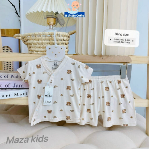 Bộ Quần Áo Cộc Sơ Sinh, Bộ Quần Đùi Áo Cộc Cho Bé Vải Tăm Lạnh BQA030 - A LITTLE CUTIE - Hình ảnh 4