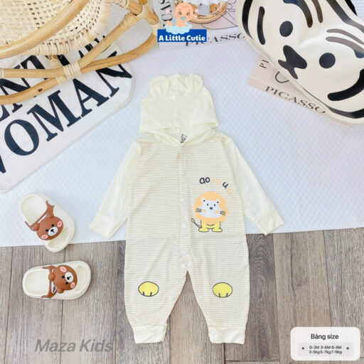Body dài tay sơ sinh, áo liền thân cho bé vải Petit có mũ - Hình ảnh 12