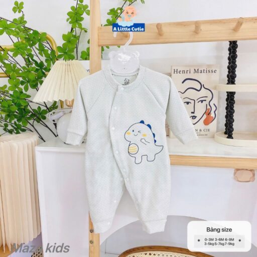 Bodysuit cho bé, body dài tay vải Nỉ nhung nền màu in họa tiết - Hình ảnh 11