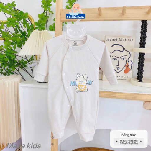 Bodysuit cho bé, body dài tay vải Nỉ nhung nền màu in họa tiết - Hình ảnh 12