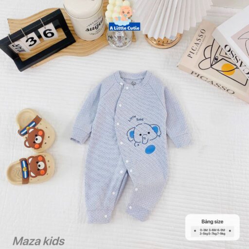 Bodysuit cho bé, body dài tay vải Nỉ nhung nền màu in họa tiết - Hình ảnh 7