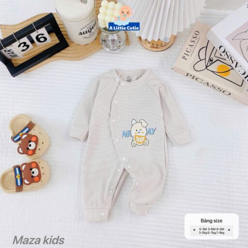 Bodysuit cho bé, body dài tay vải Nỉ nhung nền màu in họa tiết - Hình ảnh 8