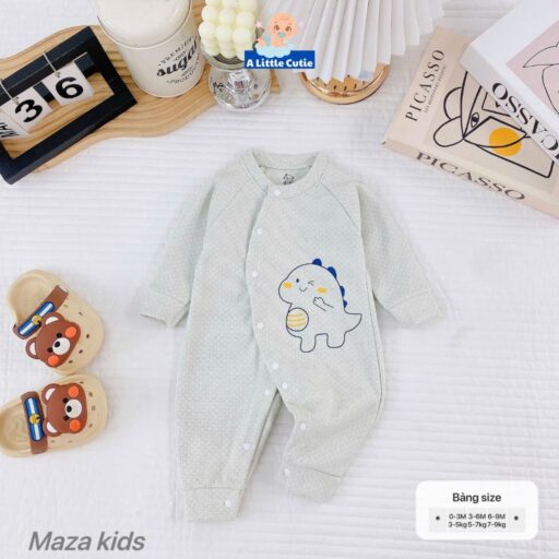 Bodysuit cho bé, body dài tay vải Nỉ nhung nền màu in họa tiết - Hình ảnh 10