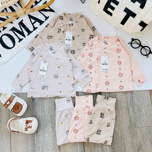 Bộ quần áo trẻ em, quần áo bé trai bé gái dài tay Vải tăm lạnh BQA031 - A LITTLE CUTIE