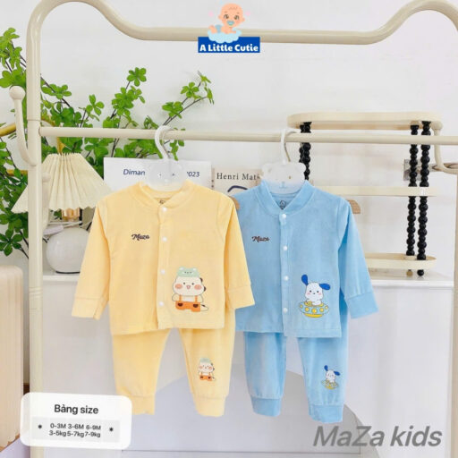 Quần áo sơ sinh mùa đông, quần áo bé trai bé gái dài tay vải tuyết nhung ấm áp BQA033