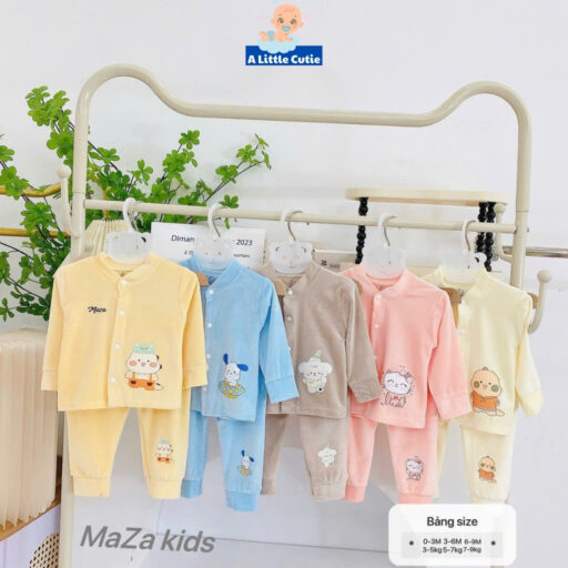 Quần áo sơ sinh mùa đông, quần áo bé trai bé gái dài tay vải tuyết nhung ấm áp BQA033 - Hình ảnh 2