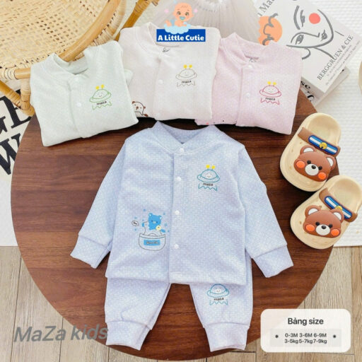 Quần áo sơ sinh mùa đông, quần áo bé trai bé gái dài tay vải nỉ nhung QC cao cấp BQA035 - Hình ảnh 12