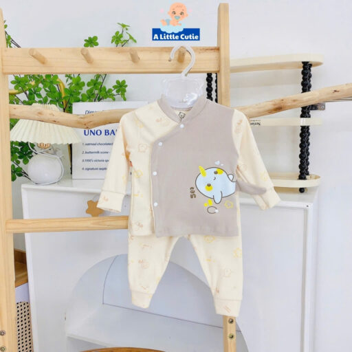 Quần áo sơ sinh mùa đông, quần áo bé trai bé gái dài tay vải nỉ nhung QC cao cấp BQA036 - Hình ảnh 10