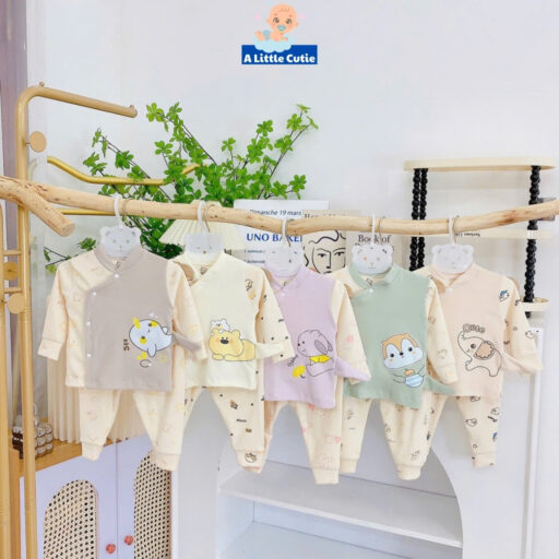 Quần áo sơ sinh mùa đông, quần áo bé trai bé gái dài tay vải nỉ nhung QC cao cấp BQA036 - Hình ảnh 2
